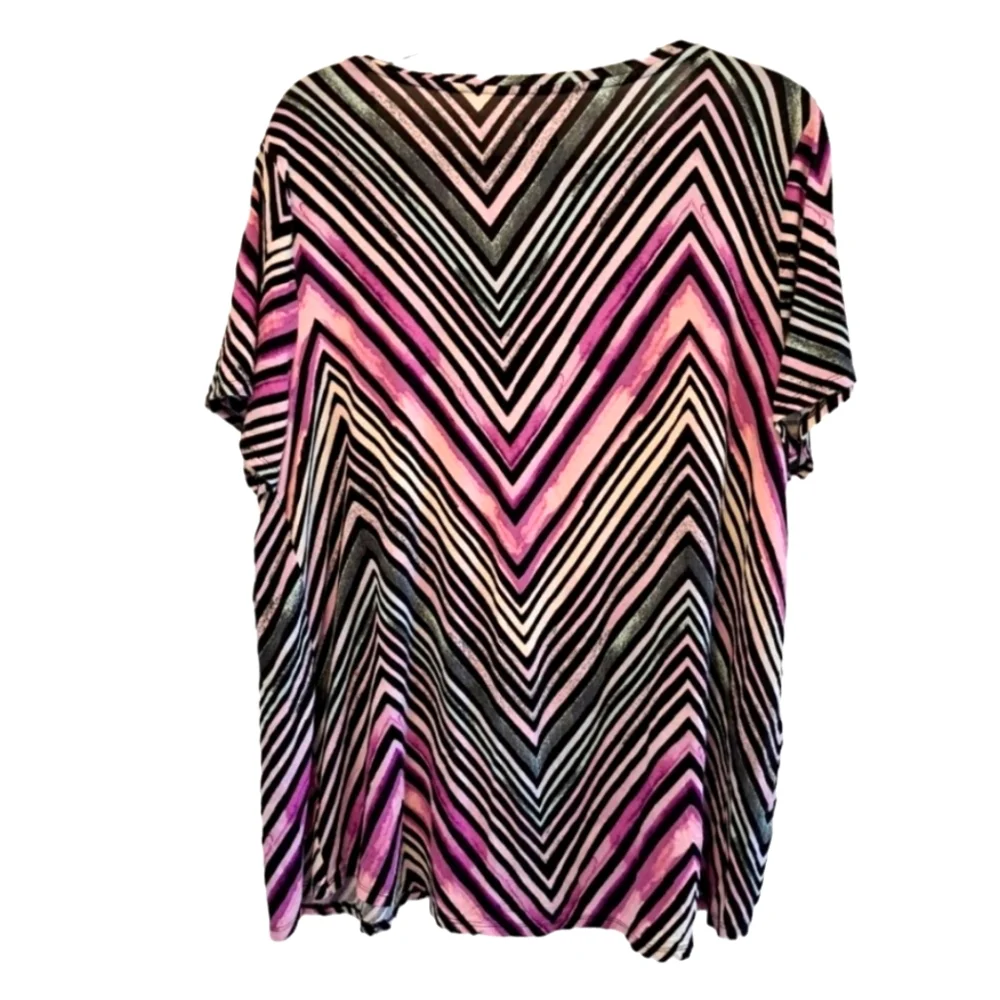 Evri Purple Chevron Tee Plus Size 1X